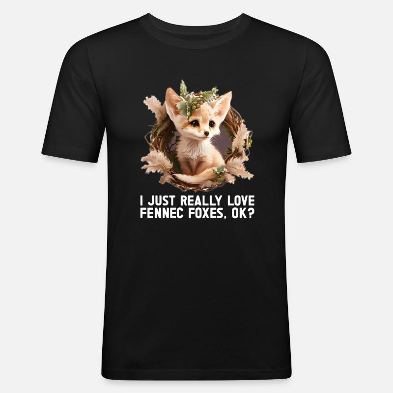Fennec Fox - Männer Slim Fit T-Shirt - Schwarz