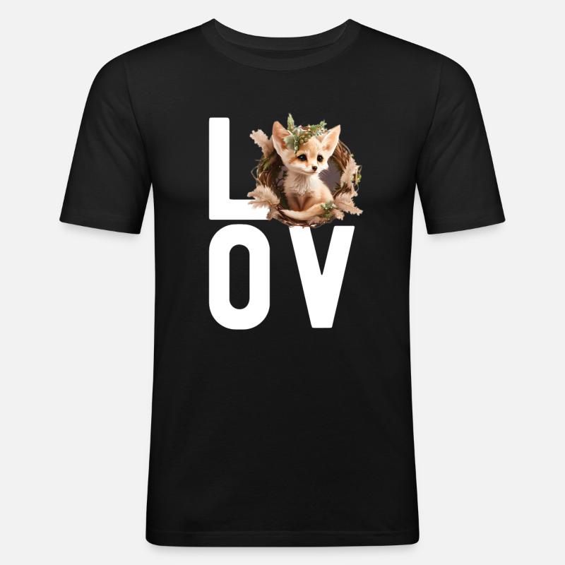 Fennec Renard - T-shirt près du corps Homme - noir