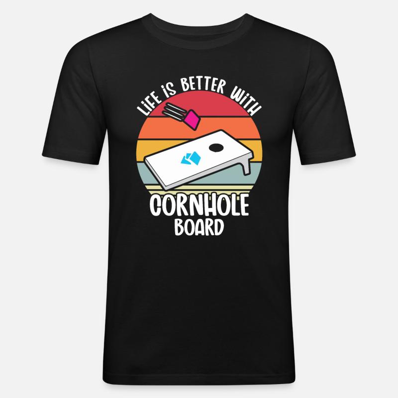 Cornhole - Männer Slim Fit T-Shirt - Schwarz