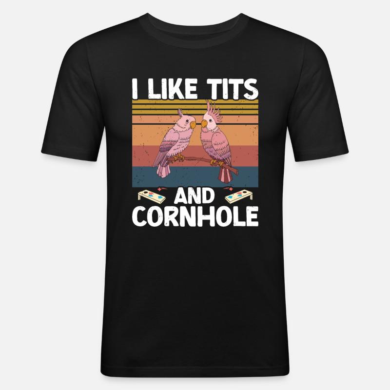 Cornhole - Männer Slim Fit T-Shirt - Schwarz