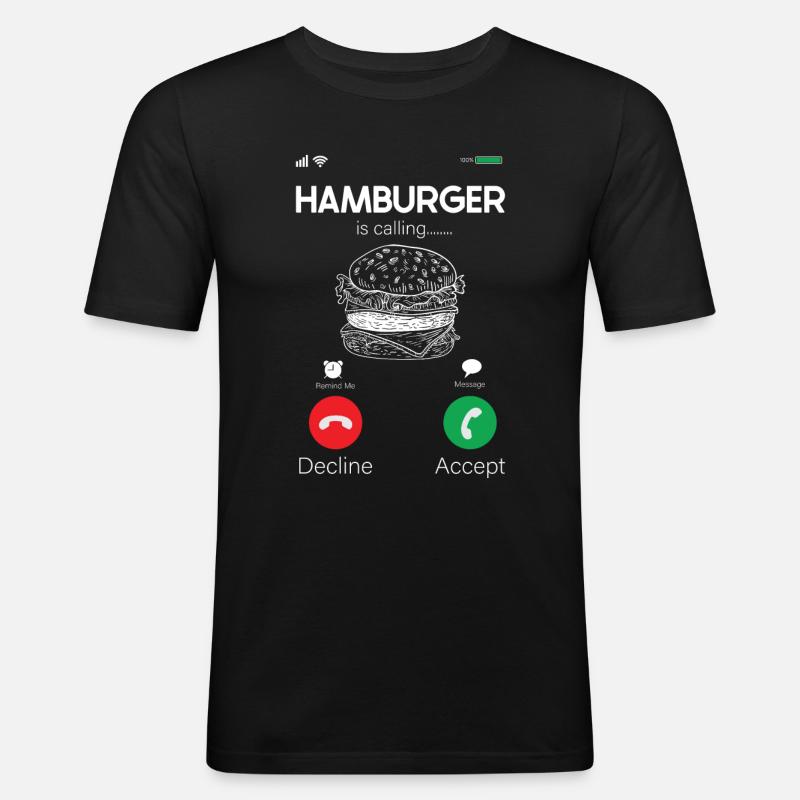 Hamburger - Männer Slim Fit T-Shirt - Schwarz
