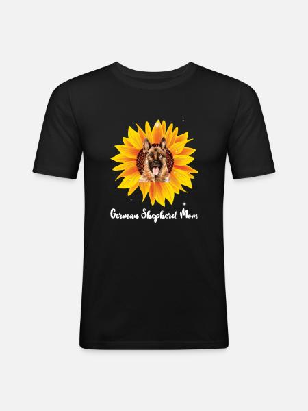 Deutsche Schäferhund Sonnenblumenmom - Männer Slim Fit T-Shirt - Schwarz
