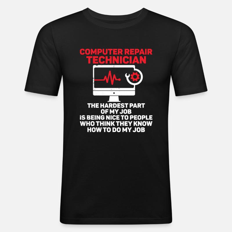Computerreparaturtechnologie -Support -Technologie - Männer Slim Fit T-Shirt - Schwarz