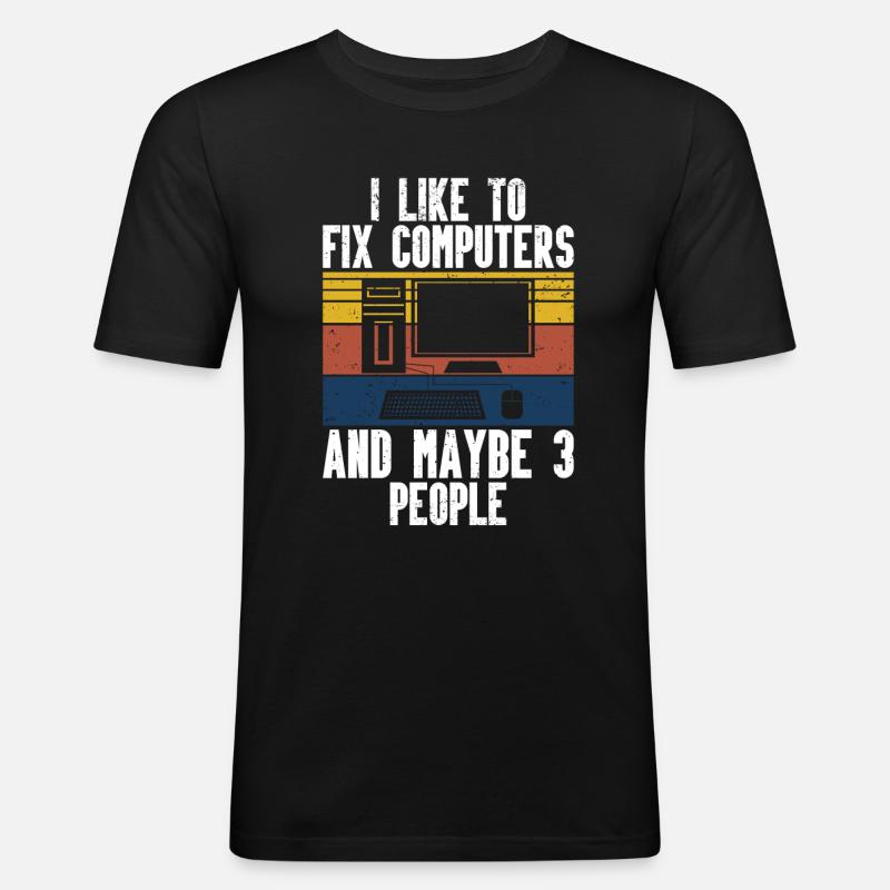 Computerreparaturtechnologie -Support -Technologie - Männer Slim Fit T-Shirt - Schwarz