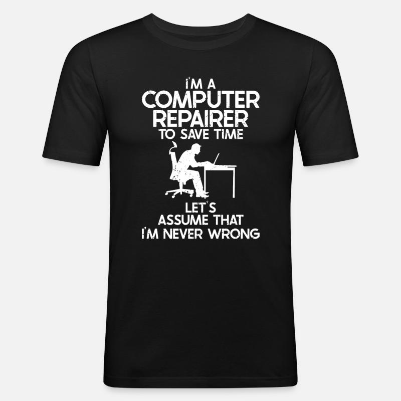 Computerreparaturtechnologie -Support -Technologie - Männer Slim Fit T-Shirt - Schwarz