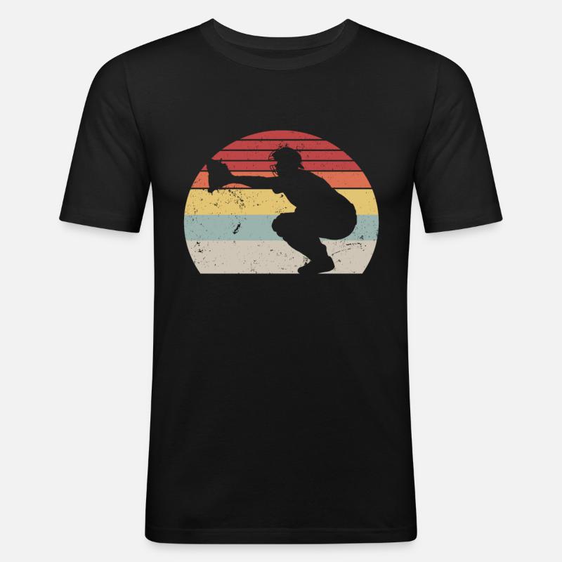 Baseballfänger Baseballspieler Pitcher - Männer Slim Fit T-Shirt - Schwarz