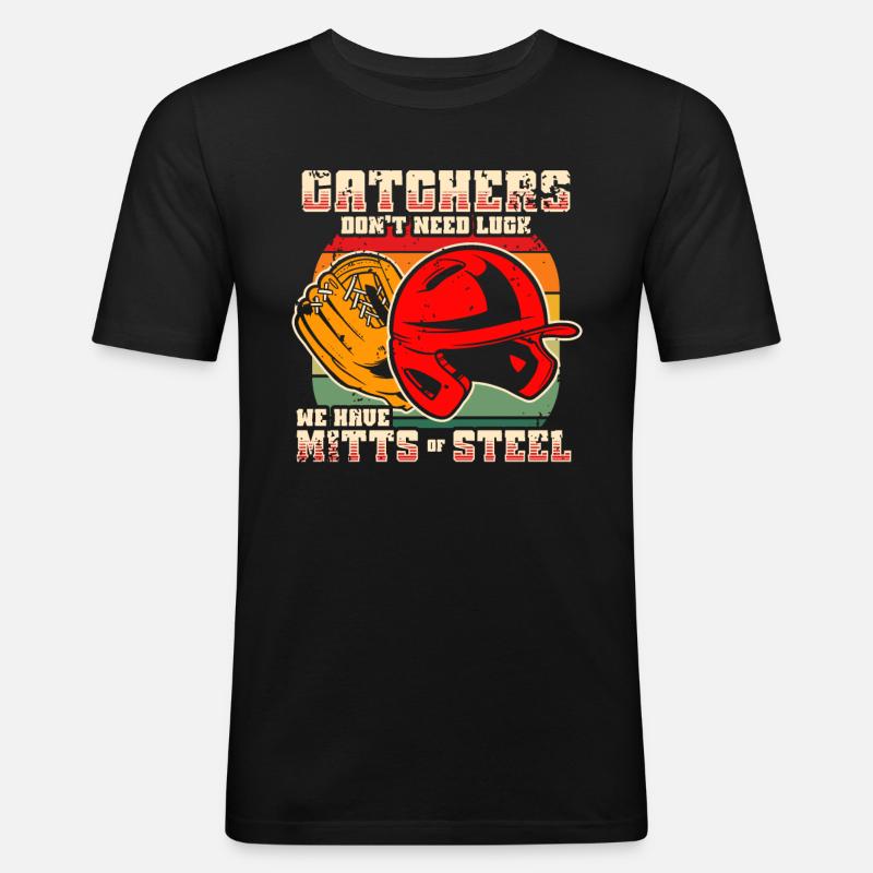 Baseballfänger Baseballspieler Pitcher - Männer Slim Fit T-Shirt - Schwarz