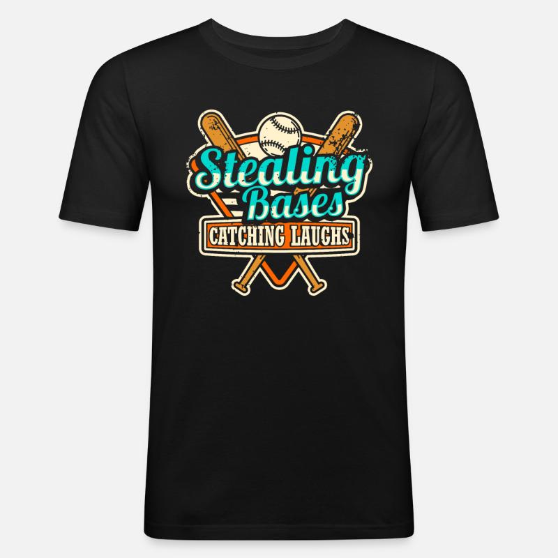 Baseballfänger Baseballspieler Pitcher - Männer Slim Fit T-Shirt - Schwarz