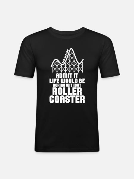 Achterbahnvergnügungspark Achterbahnfahrt - Männer Slim Fit T-Shirt - Schwarz