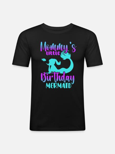 Birthday Party Mermaid Family Matching - Men's Slim Fit T-Shirt - black