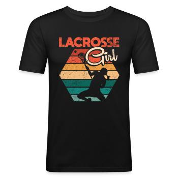 Lacrosse Girl Lax Girl Player Women - Men's Slim Fit T-Shirt - black - Front - Nik (191cm)