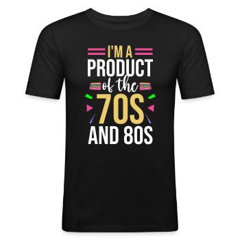 Fille garçon enfants 70 s 80 s 90 s Disco Costume tenue - T-shirt près du corps Homme - noir - Devant - Nik (191cm)