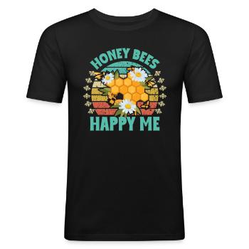 Honey Bee Webeke Hive Beekeeper Honeycomb - Men's Slim Fit T-Shirt - black - Front - Nik (191cm)