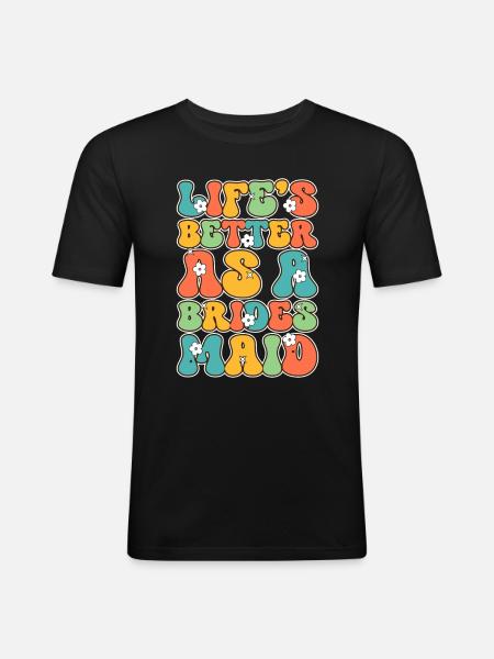 Honourmacht Brautjungfer Groovy Junggeselle - Männer Slim Fit T-Shirt - Schwarz