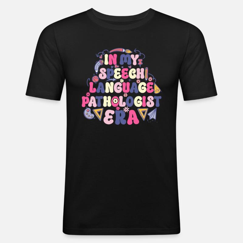 Groovy Speech Language Pathologist SLP - Männer Slim Fit T-Shirt - Schwarz