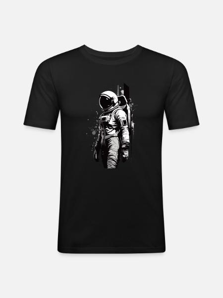 Frau im Raumanzug - Männer Slim Fit T-Shirt - Schwarz