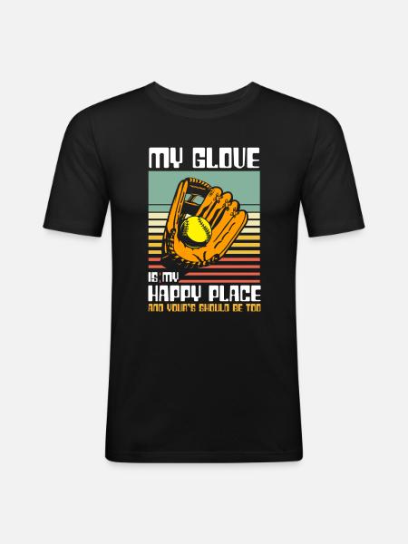 Catcher Softball Lover Bat Ball - Men's Slim Fit T-Shirt - black