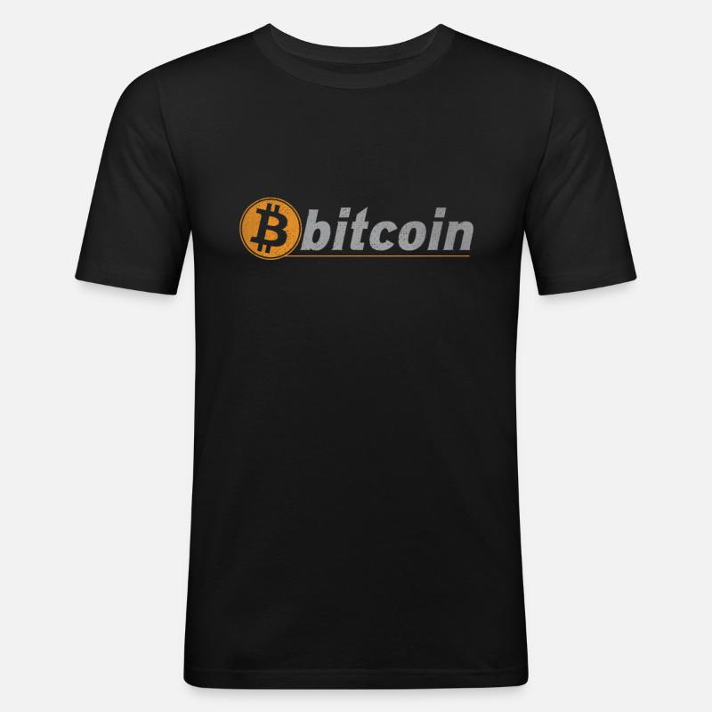 Bitcoin-Kryptowährungsgeld BTC-Kryptomünze - Männer Slim Fit T-Shirt - Schwarz