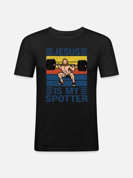 Jesus Christian Gym Workout - Men's Slim Fit T-Shirt - black