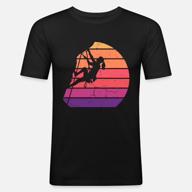 Rock Kletterer Klettern Berg - Männer Slim Fit T-Shirt - Schwarz