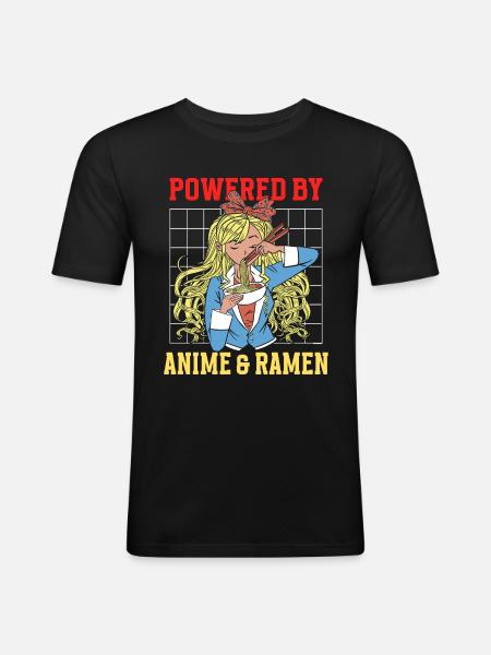 Powered By Anime & Ramen - Men's Slim Fit T-Shirt - black