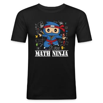 Drôle Math Ninja Mathématiques Geek Nombres - T-shirt près du corps Homme - noir - Devant - Nik (191cm)