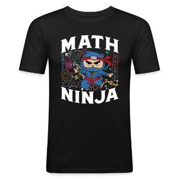 Drôle Math Ninja Mathématiques Geek Nombres - T-shirt près du corps Homme - noir - Devant - Nik (191cm)