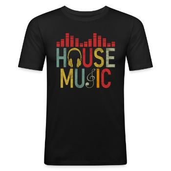 Hausmusik EDM Rave DJ Electro Deep House Lover - Männer Slim Fit T-Shirt - Schwarz - Vorne - Nik (191cm)