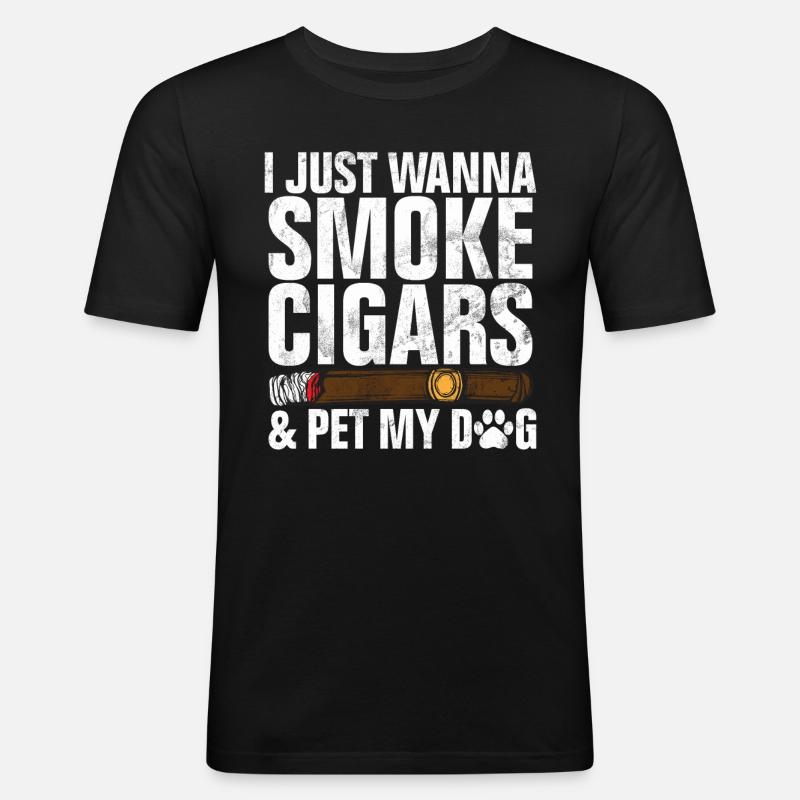 Zigarrenraucher - Männer Slim Fit T-Shirt - Schwarz