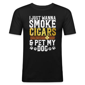 Cigar Smoker - Men's Slim Fit T-Shirt - black - Front - Nik (191cm)