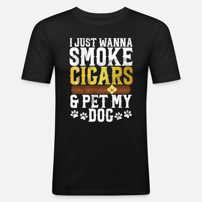 Zigarrenraucher - Männer Slim Fit T-Shirt - Schwarz