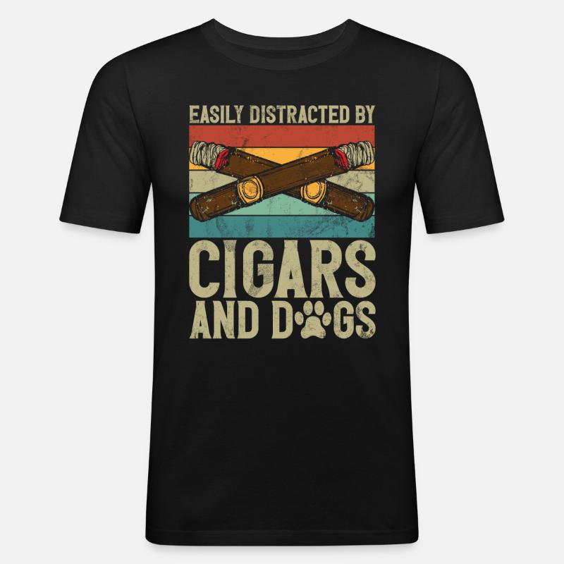 Zigarrenraucher - Männer Slim Fit T-Shirt - Schwarz