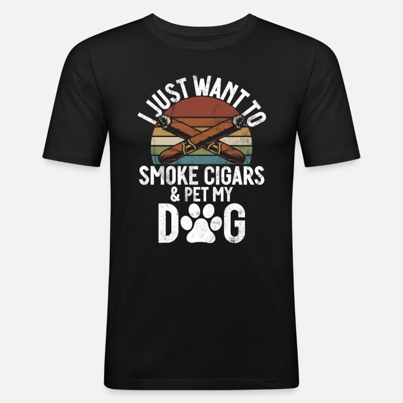 Zigarrenraucher - Männer Slim Fit T-Shirt - Schwarz