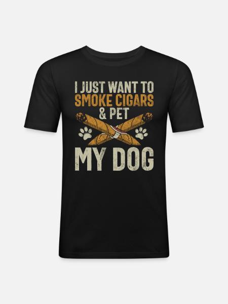 Cigar Smoker - Men's Slim Fit T-Shirt - black
