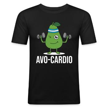 Avo-Cardio Funny Pun Workout Avocado - Men's Slim Fit T-Shirt - black - Front - Nik (191cm)