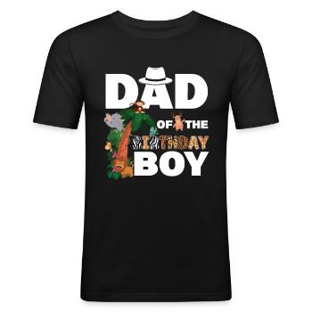 Papa Of The Wild One Birthday Zoo Theme Safari - Men's Slim Fit T-Shirt - black - Front - Nik (191cm)