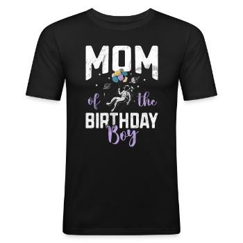 Astronautes de l’espace de la mère de la fille d’anniversaire - T-shirt près du corps Homme - noir - Devant - Nik (191cm)