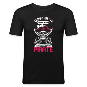 Piratenprinzessin Piratenschädel Kreuzknochen - Männer Slim Fit T-Shirt - Schwarz - Vorne - Nik (191cm)