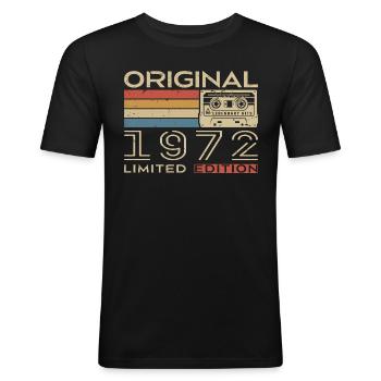 1972 Retro 1972 Geburtstagsgeschenk - Jahrgang 1972 - Männer Slim Fit T-Shirt - Schwarz - Vorne - Nik (191cm)