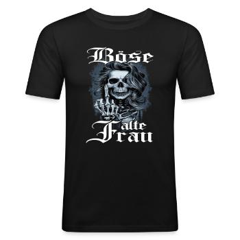 Crâne de vieille femme maléfique - T-shirt près du corps Homme - noir - Devant - Nik (191cm)