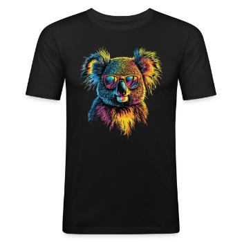 Koala Mit Sonnenbrille - Männer Slim Fit T-Shirt - Schwarz - Vorne - Nik (191cm)