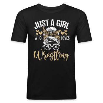 Lutteuse Fille Grappling Lutteuse Femmes - T-shirt près du corps Homme - noir - Devant - Nik (191cm)