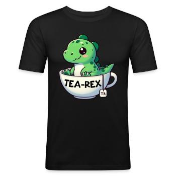 Tee Rex Dinosaurier Liebhaber T-Rex Tea Tasse - Männer Slim Fit T-Shirt - Schwarz - Vorne - Nik (191cm)