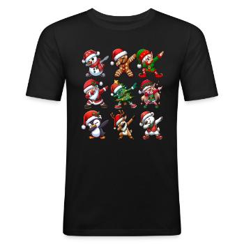 Dabbing Santa Elf Christmas Dance Squad Trendy - Men's Slim Fit T-Shirt - black - Front - Nik (191cm)