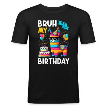 Lama Pinata Süße Alpaka -Tiergeburtstagsfiesta - Männer Slim Fit T-Shirt - Schwarz - Vorne - Nik (191cm)