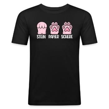 Cat Stone Paper Scissors Paw Game Funny - Men's Slim Fit T-Shirt - black - Front - Nik (191cm)