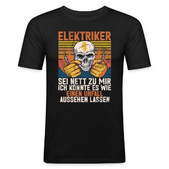 Elektroniker Elektrik Beruf Volt Elektrotechnik - Männer Slim Fit T-Shirt - Schwarz - Vorne - Nik (191cm)