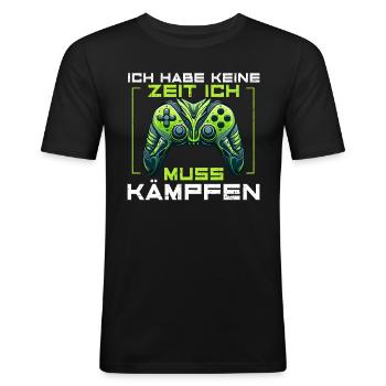 Jeux Gamer Gamer Lecteur vidéo Console PC Jeux - T-shirt près du corps Homme - noir - Devant - Nik (191cm)