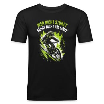 Mountain bikers, MTB lovers, cycling - Men's Slim Fit T-Shirt - black - Front - Nik (191cm)