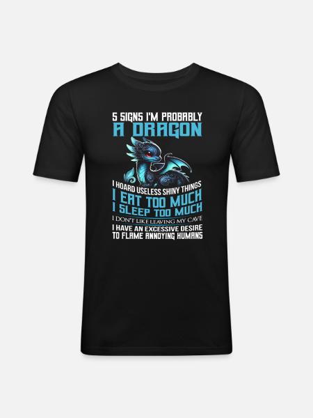 Dragon Creatures Medieval Dragon - Men's Slim Fit T-Shirt - black